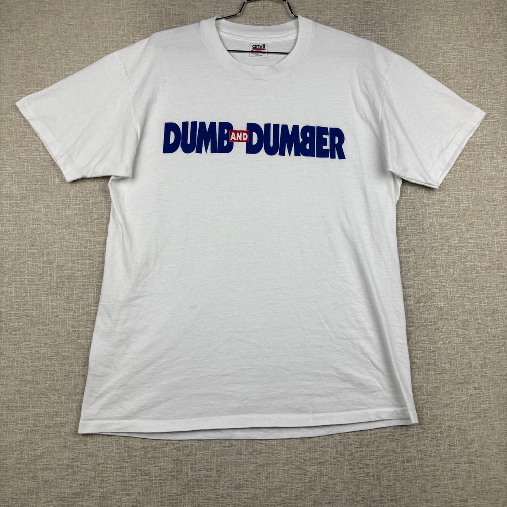 Vintage Anvil Dumb and Dumber Movie T-Shirt White Mens XL Made in USA 90s Y2K